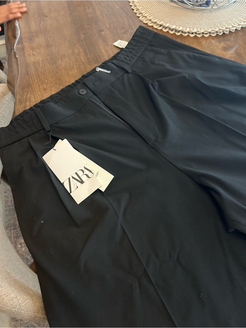 Zara Black Tailored Pleated Trousers